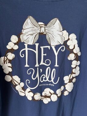 Southernology “Hey Y’all” Blue Shortsleeved Tee wBow Graphic